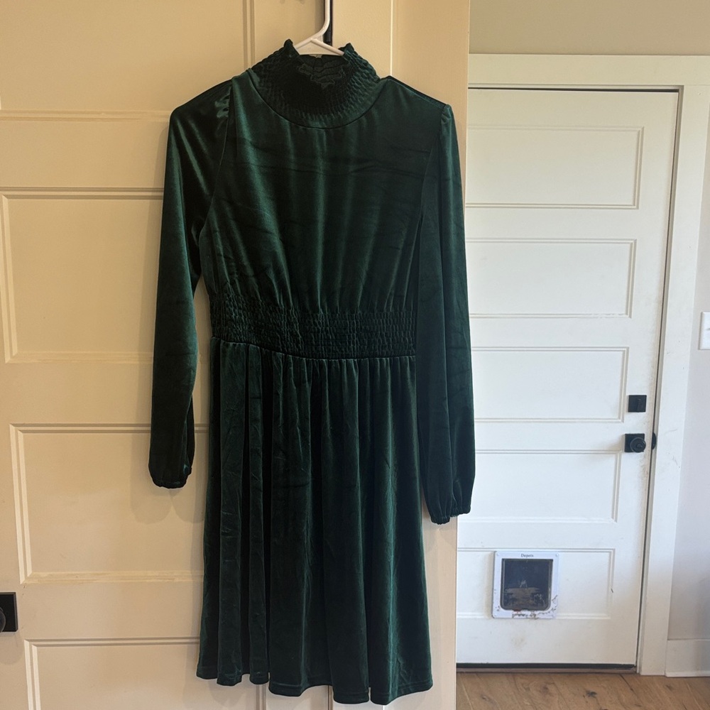 SHEIN Dark Green Long Sleeve Dress